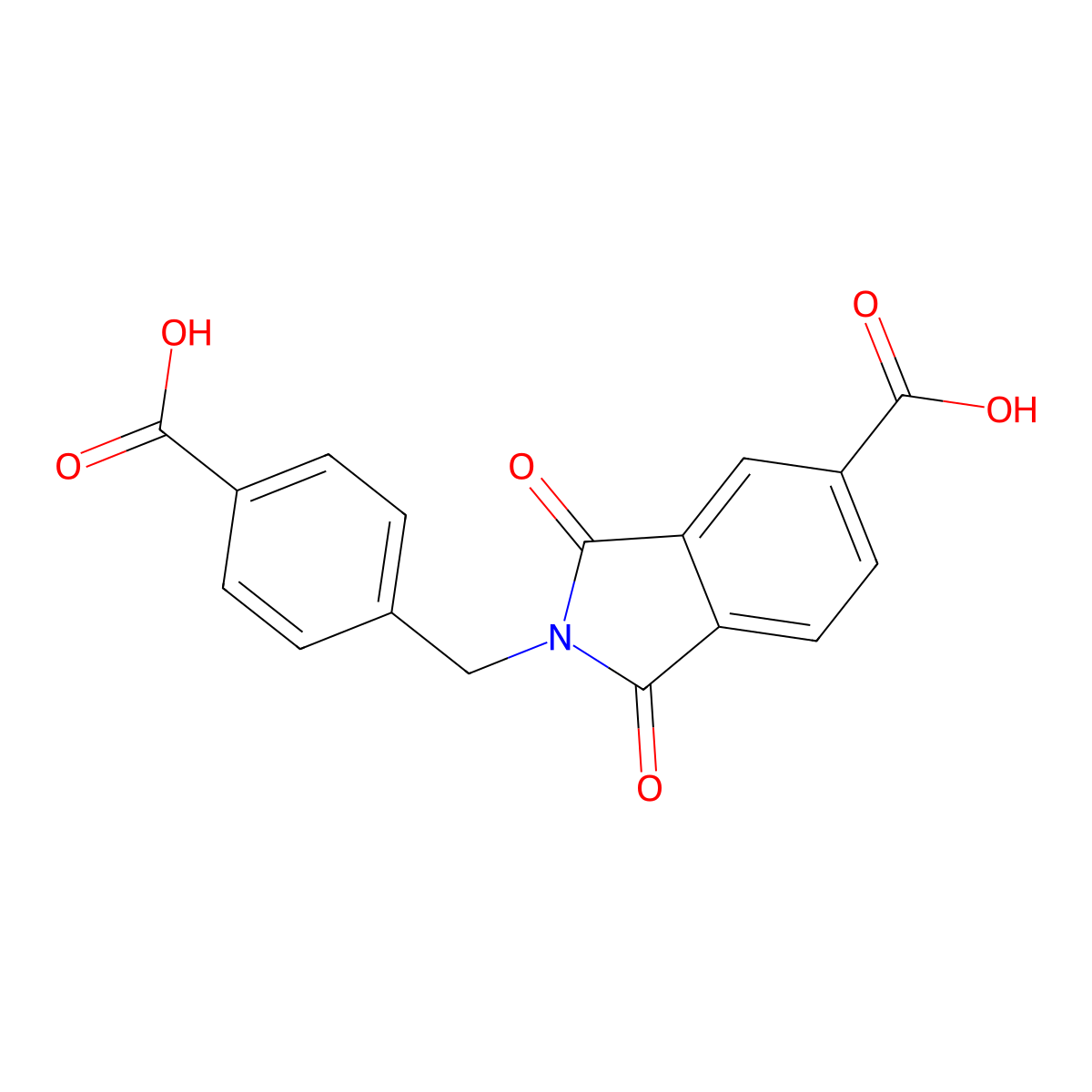 2-(4-Carboxybenzyl)-1,3-dioxoisoindoline-5-carboxylic acid molecular structure, CAS 296792-04-6