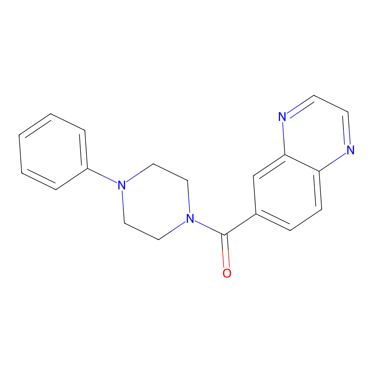 (4-Phenylpiperazin-1-yl)-quinoxalin-6-ylmethanone molecular structure, CAS 296792-43-3