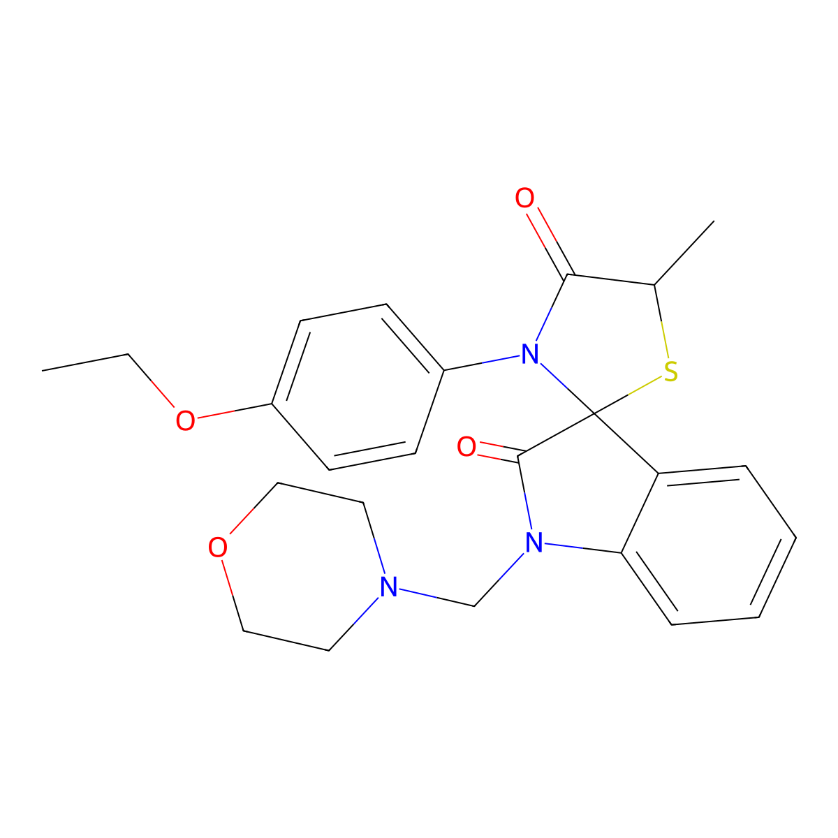 3'-(4-ethoxyphenyl)-5'-methyl-1-(4-morpholinylmethyl)-1,3-dihydrospiro(2H-indole-3,2'-[1,3]-thiazolidine)-2,4'-dione molecular structure, CAS 296792-71-7
