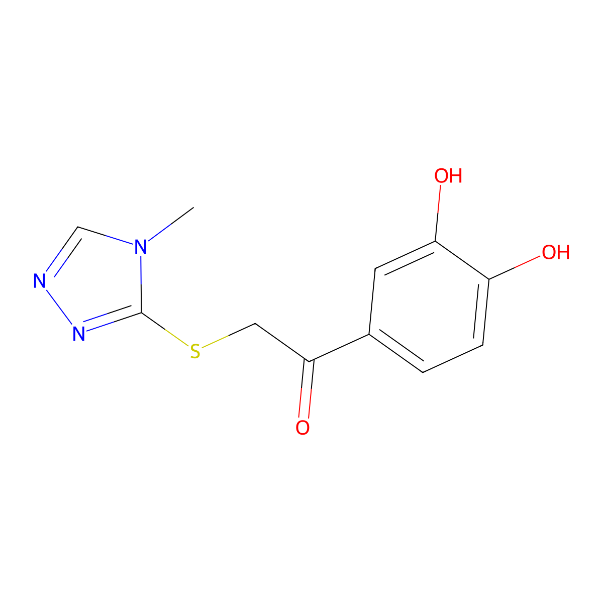 1-(3,4-Dihydroxyphenyl)-2-[(4-methyl-1,2,4-triazol-3-yl)thio]ethanone molecular structure, CAS 296792-81-9