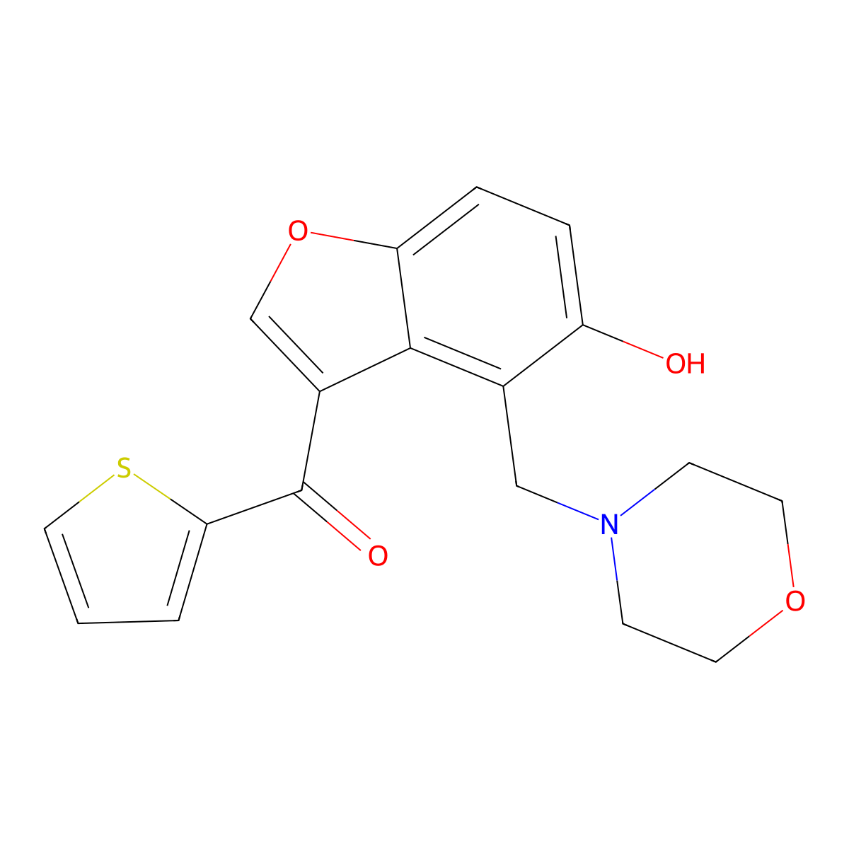 (5-Hydroxy-4-morpholin-4-ylmethyl-benzofuran-3-yl)-thiophen-2-yl-methanone molecular structure, CAS 296792-83-1