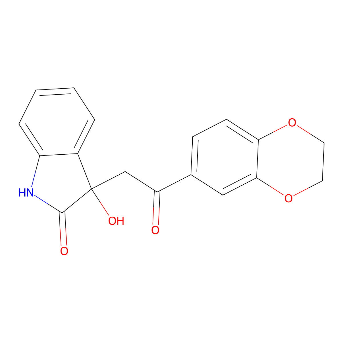 3-[2-(2,3-dihydro-1,4-benzodioxin-6-yl)-2-oxoethyl]-3-hydroxy-1,3-dihydro-2H-indol-2-one molecular structure, CAS 296793-35-6