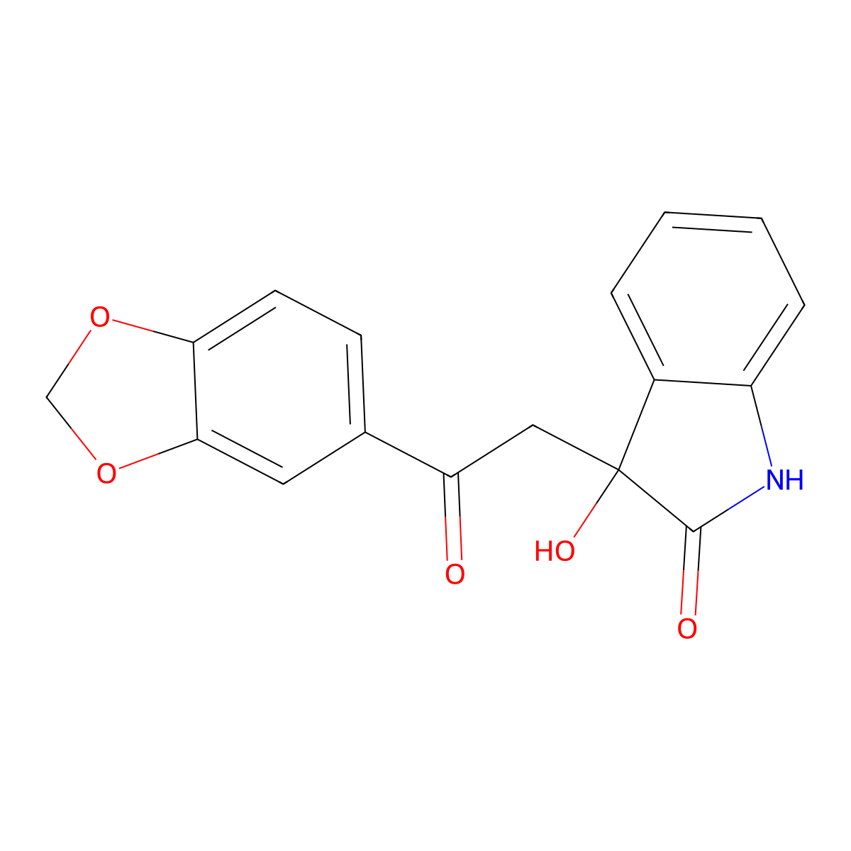 3-[2-(1,3-benzodioxol-5-yl)-2-oxoethyl]-3-hydroxy-1,3-dihydro-2H-indol-2-one molecular structure, CAS 296793-36-7