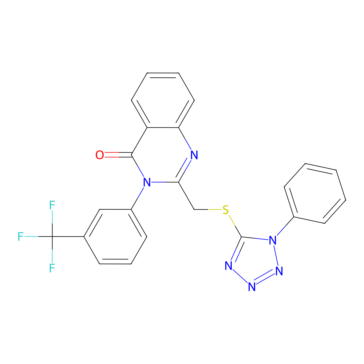 2-[(1-Phenyltetrazol-5-yl)sulfanylmethyl]-3-[3-(trifluoromethyl)phenyl]quinazolin-4-one molecular structure, CAS 296793-56-1