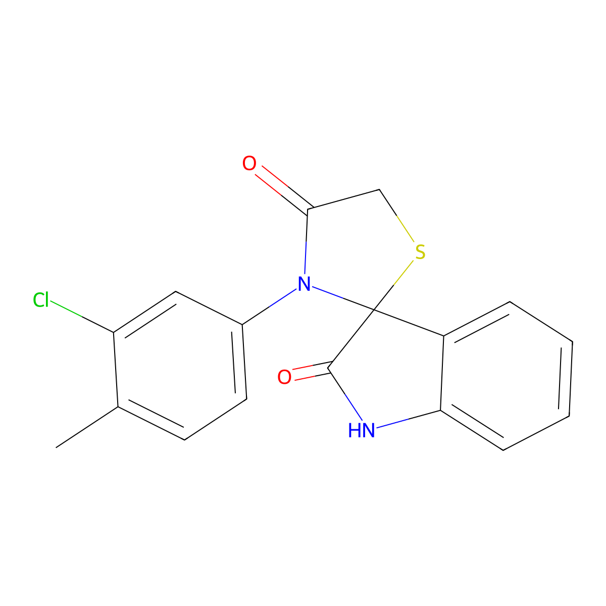 3-(3-chloro-4-methylphenyl)spiro[1,3-thiazolidine-2,3'-1H-indole]-2',4-dione molecular structure, CAS 296793-62-9