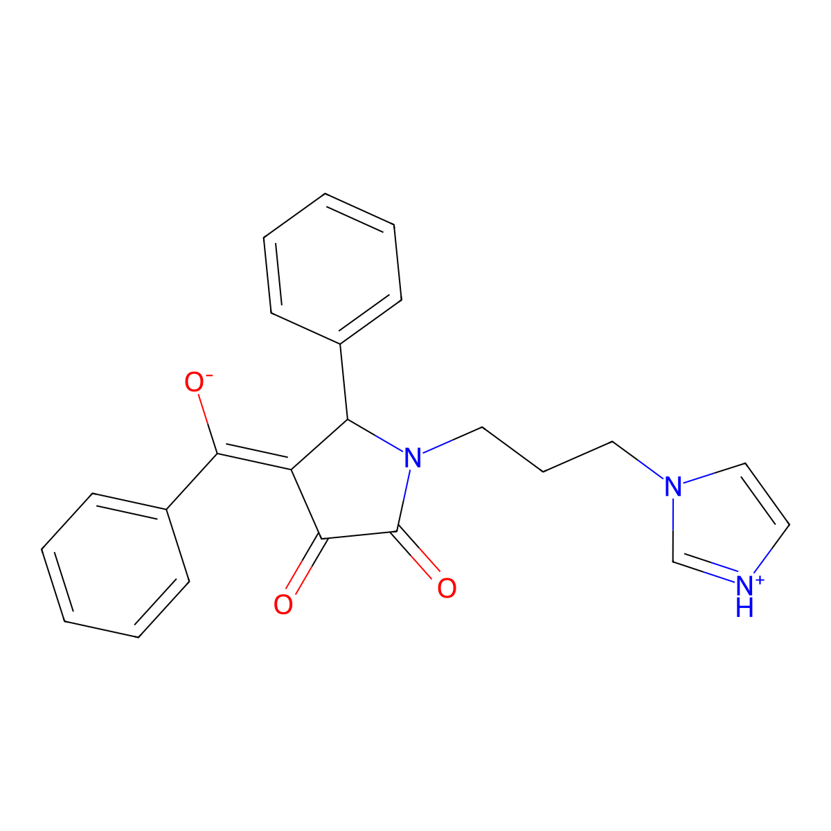 4-[Hydroxy(phenyl)methylidene]-1-(3-imidazol-1-ylpropyl)-5-phenylpyrrolidine-2,3-dione molecular structure, CAS 296793-78-7