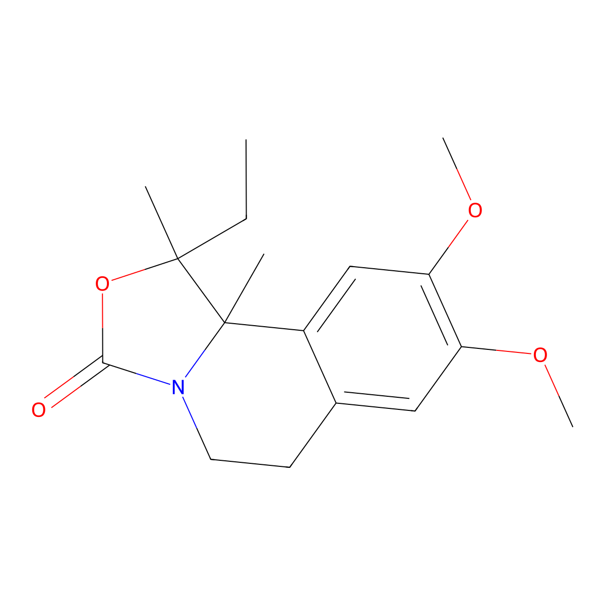 1-Ethyl-1,5,6,10b-tetrahydro-8,9-dimethoxy-1,10b-dimethyl-3H-oxazolo[4,3-a]isoquinolin-3-one molecular structure, CAS 296793-91-4