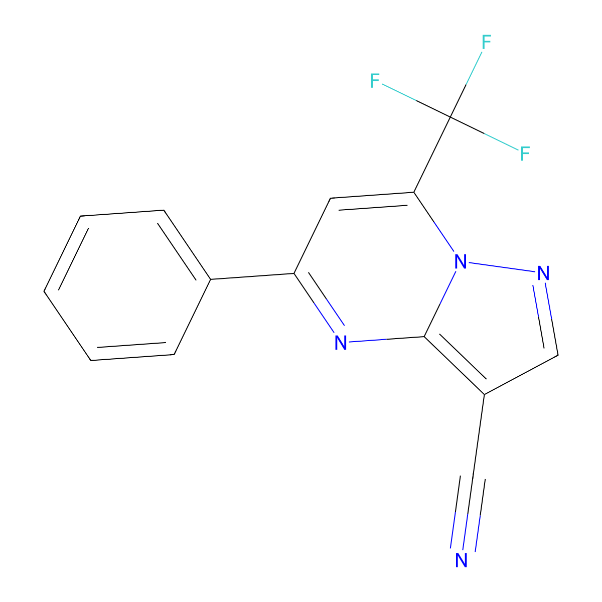 5-Phenyl-7-(trifluoromethyl)pyrazolo[1,5-a]pyrimidine-3-carbonitrile molecular structure, CAS 296796-42-4