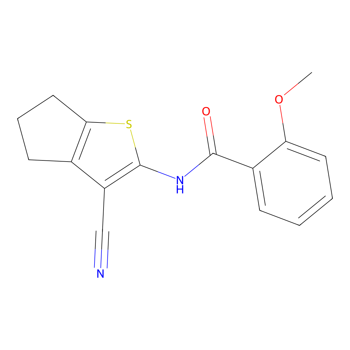 N-(3-cyano-5,6-dihydro-4H-cyclopenta[b]thiophen-2-yl)-2-methoxybenzamide molecular structure, CAS 296796-61-7