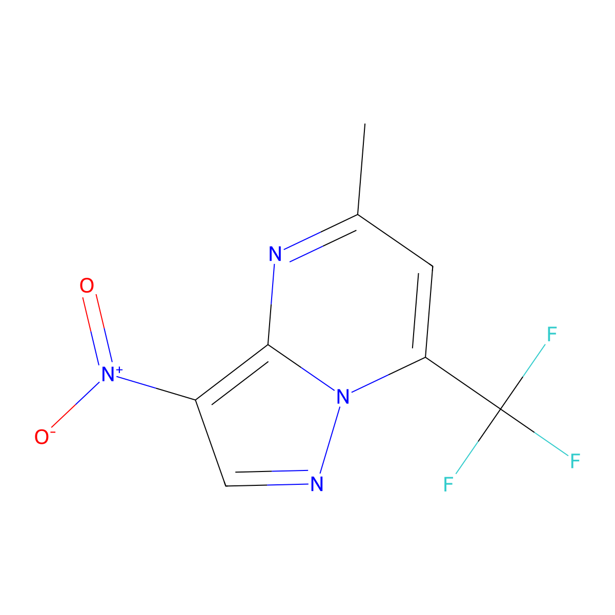 5-Methyl-3-nitro-7-(trifluoromethyl)pyrazolo[1,5-a]pyrimidine molecular structure, CAS 296796-64-0