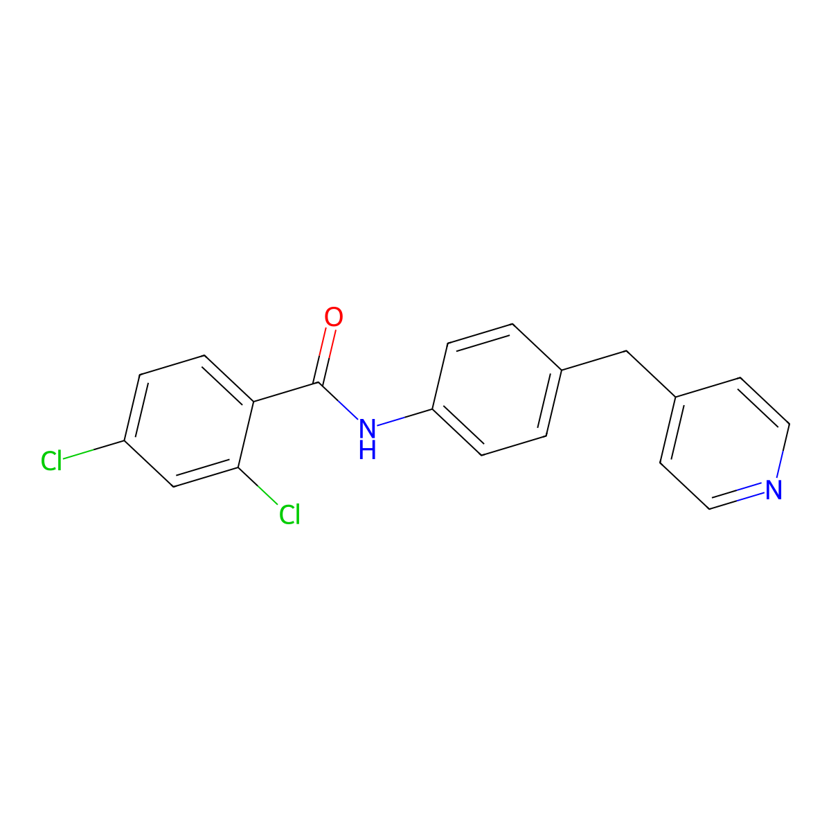 2,4-dichloro-N-[4-(pyridin-4-ylmethyl)phenyl]benzamide molecular structure, CAS 296796-74-2