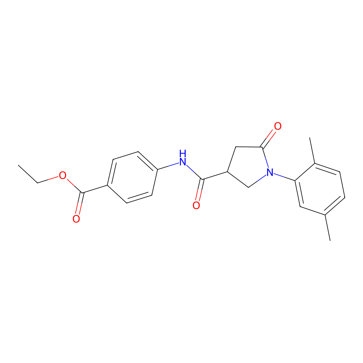 Ethyl 4-[[1-(2,5-dimethylphenyl)-5-oxopyrrolidine-3-carbonyl]amino]benzoate molecular structure, CAS 296796-80-0