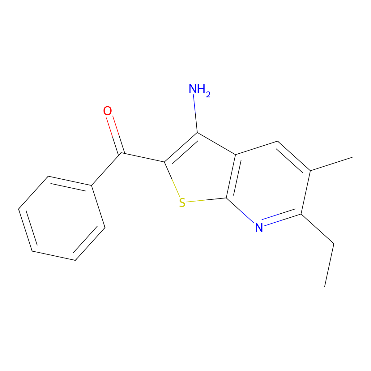 2-Benzoyl-6-ethyl-5-methylthieno[2,3-b]pyridin-3-amine molecular structure, CAS 296796-99-1