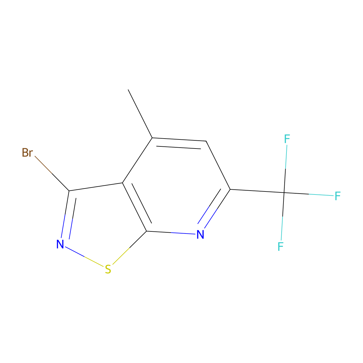 3-Bromo-4-methyl-6-(trifluoromethyl)isothiazolo[5,4-b]pyridine molecular structure, CAS 296797-18-7
