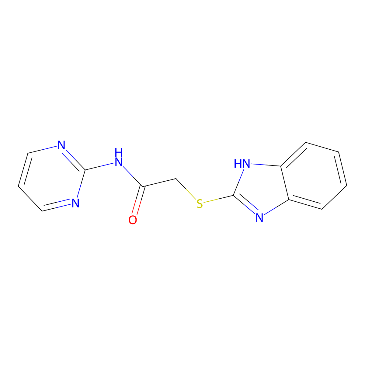 2-(1H-benzimidazol-2-ylsulfanyl)-N-pyrimidin-2-ylacetamide molecular structure, CAS 296797-24-5
