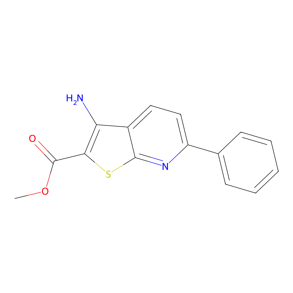 Methyl 3-amino-6-phenylthieno[2,3-b]pyridine-2-carboxylate molecular structure, CAS 296797-34-7