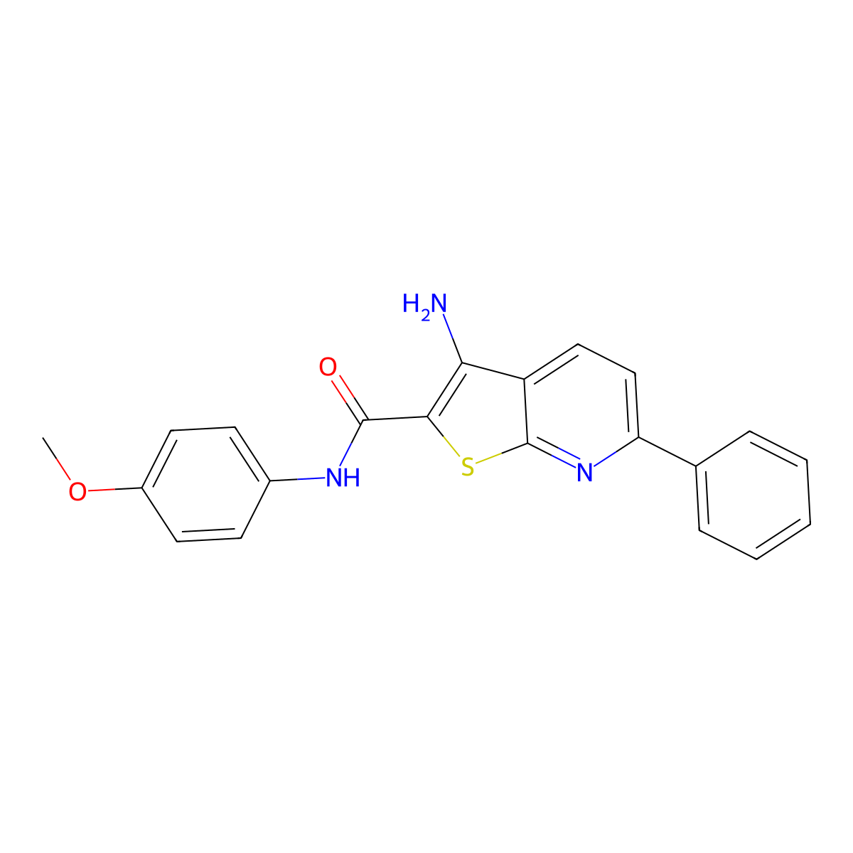 3-amino-N-(4-methoxyphenyl)-6-phenylthieno[2,3-b]pyridine-2-carboxamide molecular structure, CAS 296797-35-8