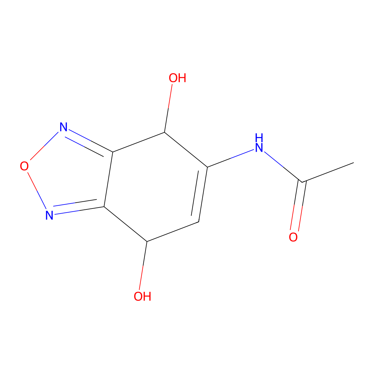 N-(4,7-dihydroxy-4,7-dihydro-2,1,3-benzoxadiazol-5-yl)acetamide molecular structure, CAS 296797-53-0