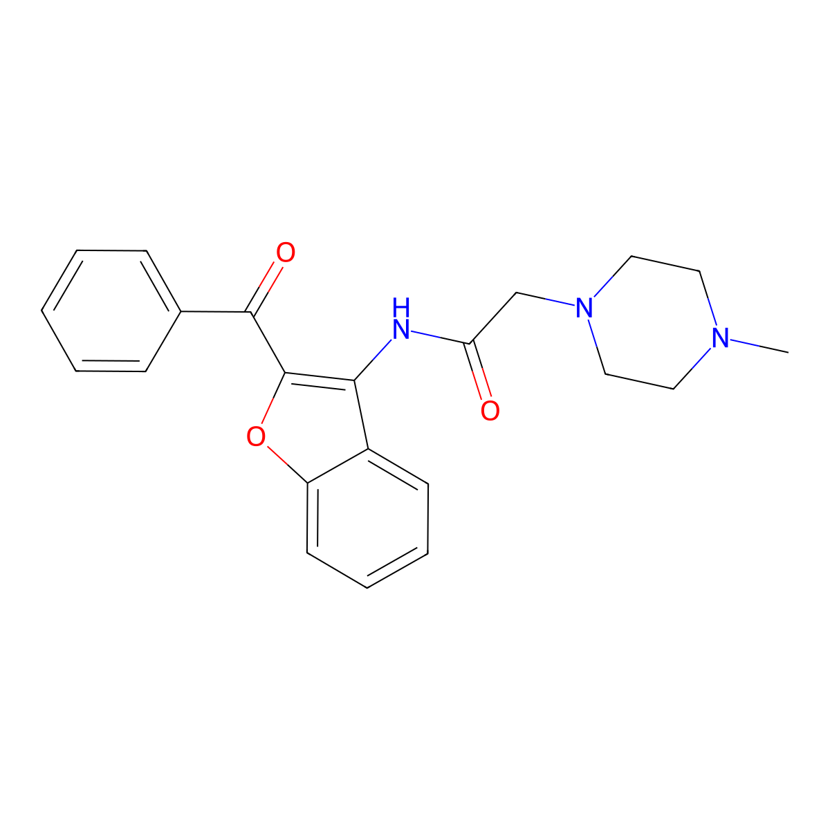 N-(2-Benzoyl-benzofuran-3-yl)-2-(4-methyl-piperazin-1-yl)-acetamide molecular structure, CAS 296797-74-5