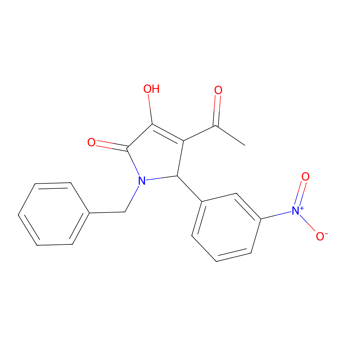 3-acetyl-1-benzyl-4-hydroxy-2-(3-nitrophenyl)-2H-pyrrol-5-one molecular structure, CAS 296797-87-0