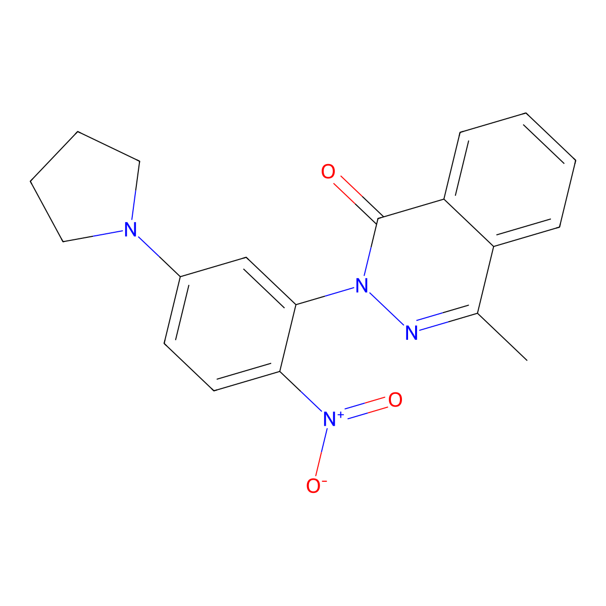 4-Methyl-2-(2-nitro-5-pyrrolidin-1-ylphenyl)phthalazin-1-one molecular structure, CAS 296798-72-6