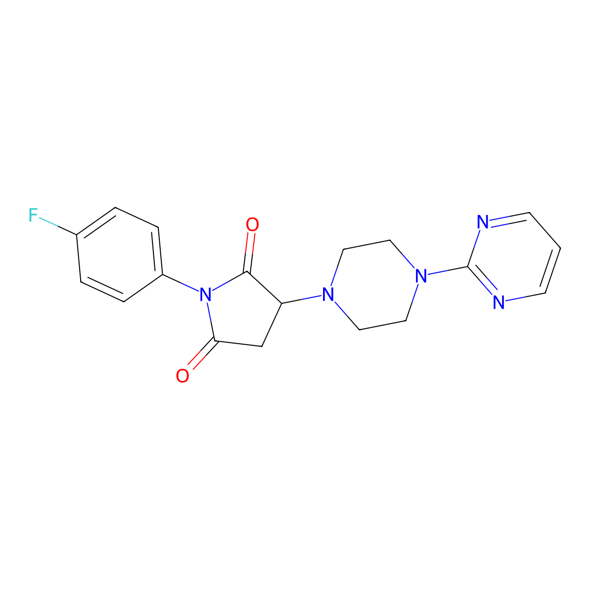 1-(4-Fluorophenyl)-3-[4-(pyrimidin-2-yl)piperazin-1-yl]pyrrolidine-2,5-dione molecular structure, CAS 296799-37-6
