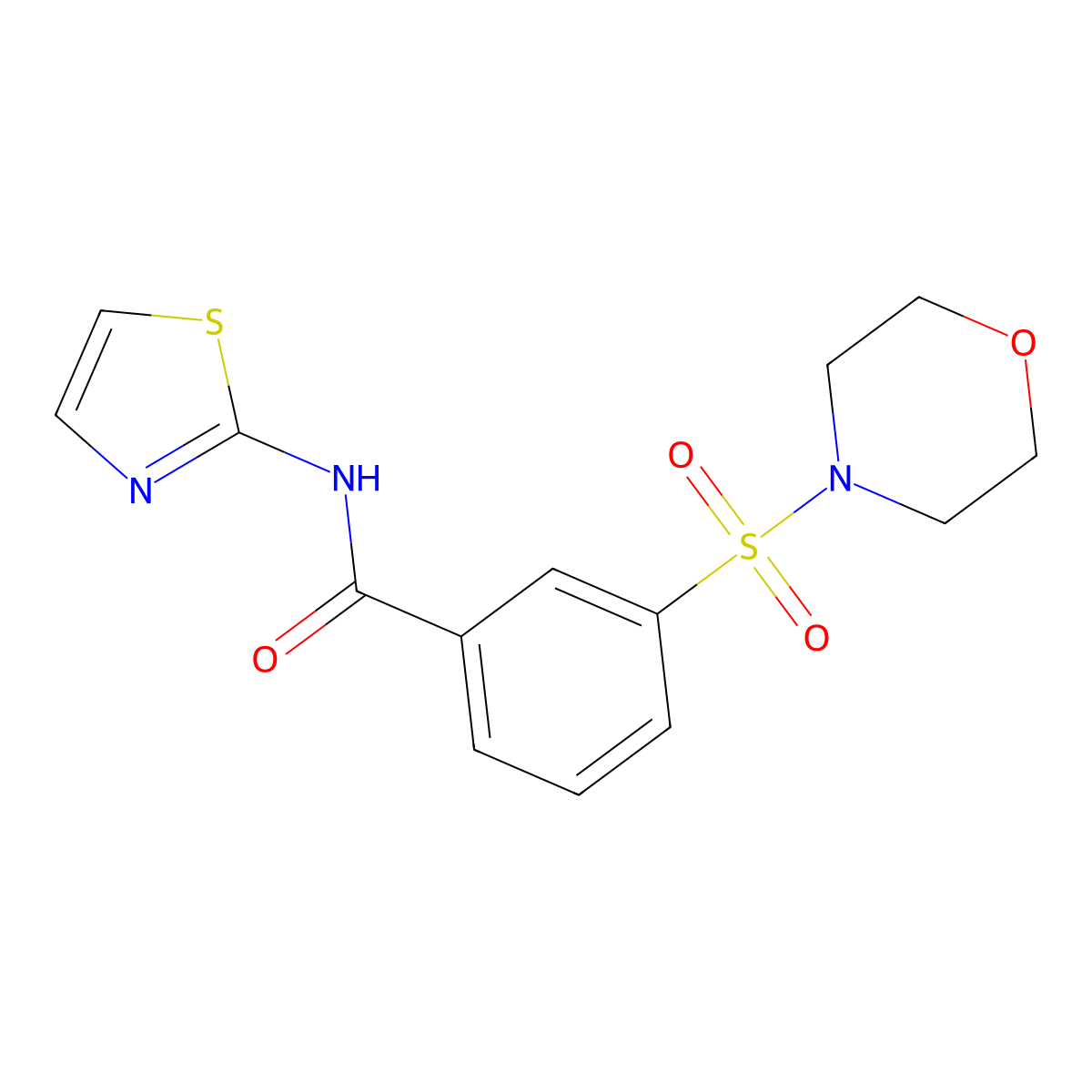 3-morpholin-4-ylsulfonyl-N-(1,3-thiazol-2-yl)benzamide molecular structure, CAS 296799-40-1