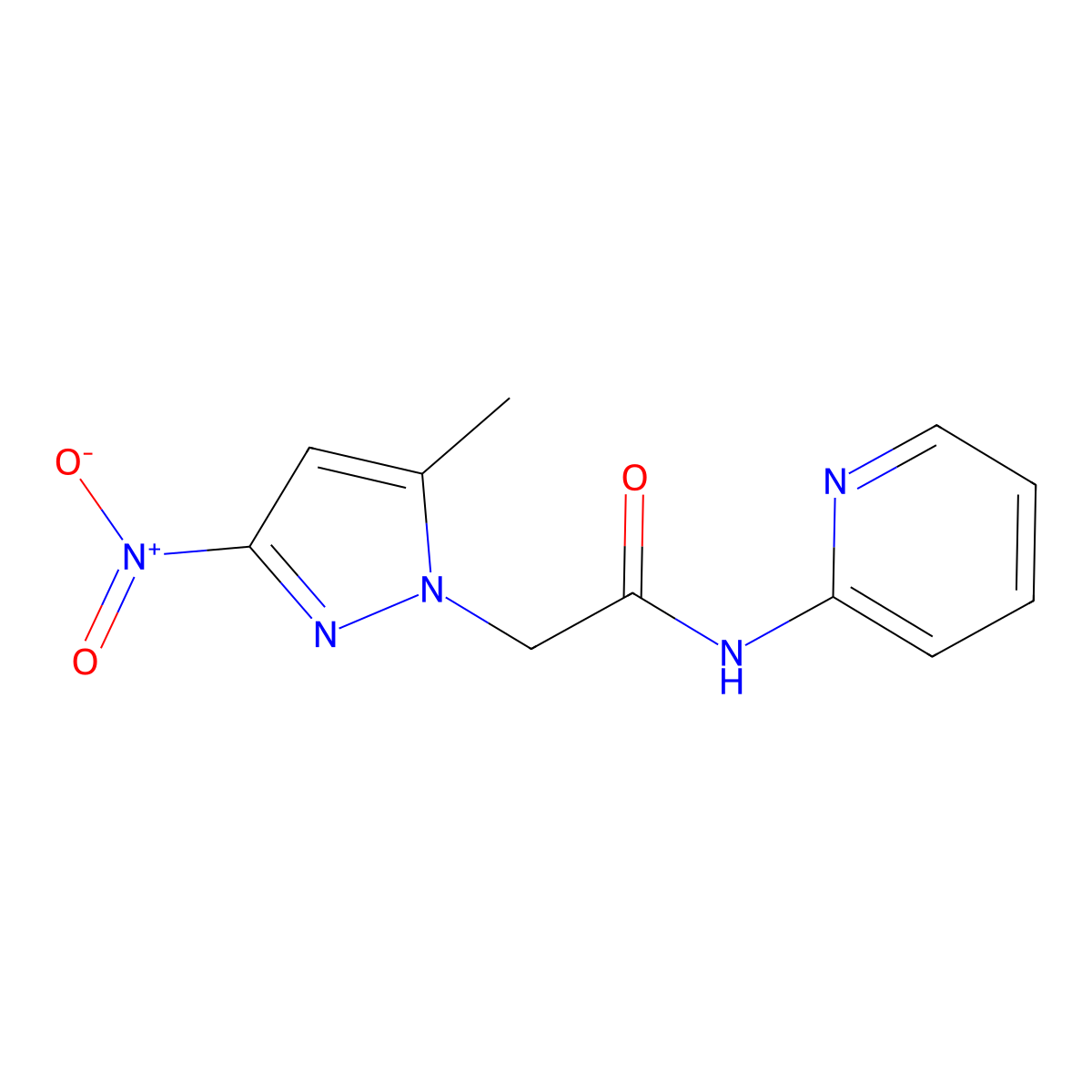 2-(5-Methyl-3-nitro-pyrazol-1-yl)-N-pyridin-2-yl-acetamide molecular structure, CAS 296799-44-5