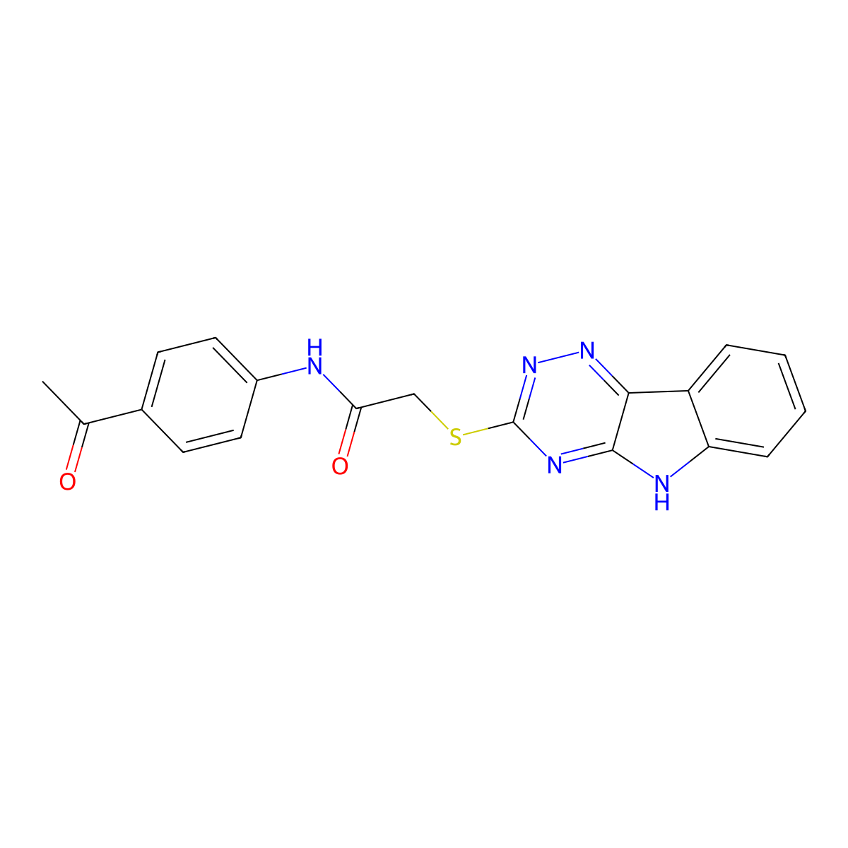 N-(4-Acetyl-phenyl)-2-(9H-1,3,4,9-tetraaza-fluoren-2-ylsulfanyl)-acetamide molecular structure, CAS 296799-49-0