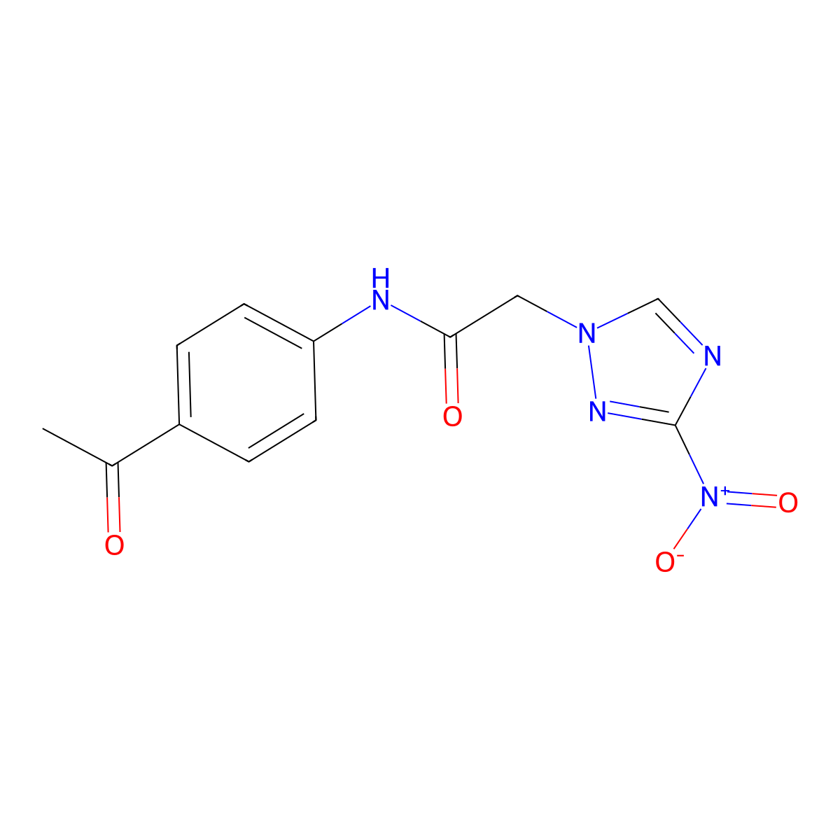 N-(4-acetylphenyl)-2-(3-nitro-1,2,4-triazol-1-yl)acetamide molecular structure, CAS 296799-52-5
