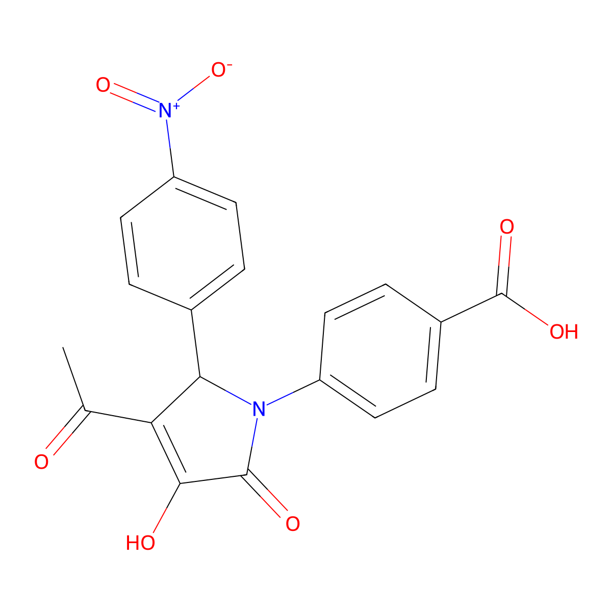 4-[3-acetyl-4-hydroxy-2-(4-nitrophenyl)-5-oxo-2,5-dihydro-1H-pyrrol-1-yl]benzoic acid molecular structure, CAS 296799-75-2