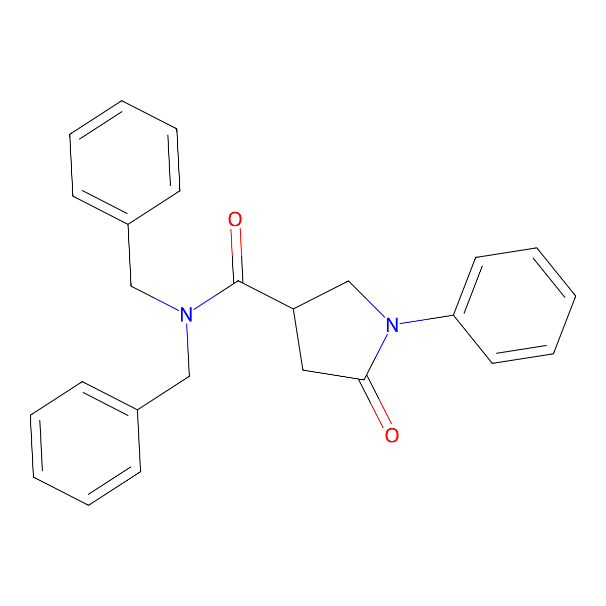 N,N-dibenzyl-5-oxo-1-phenylpyrrolidine-3-carboxamide molecular structure, CAS 296799-95-6