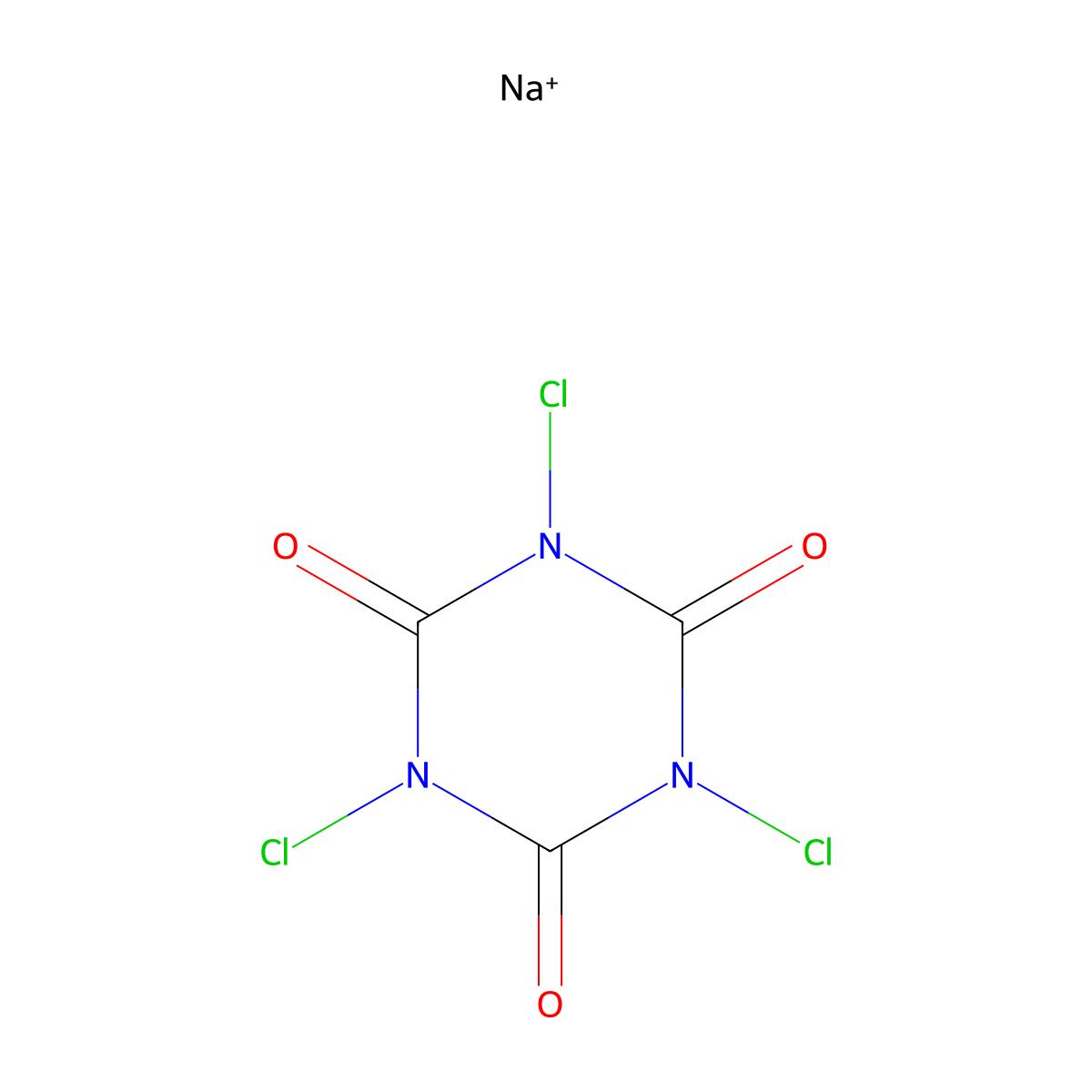 Sodium trichlorocyanurate molecular structure, CAS 29680-41-9