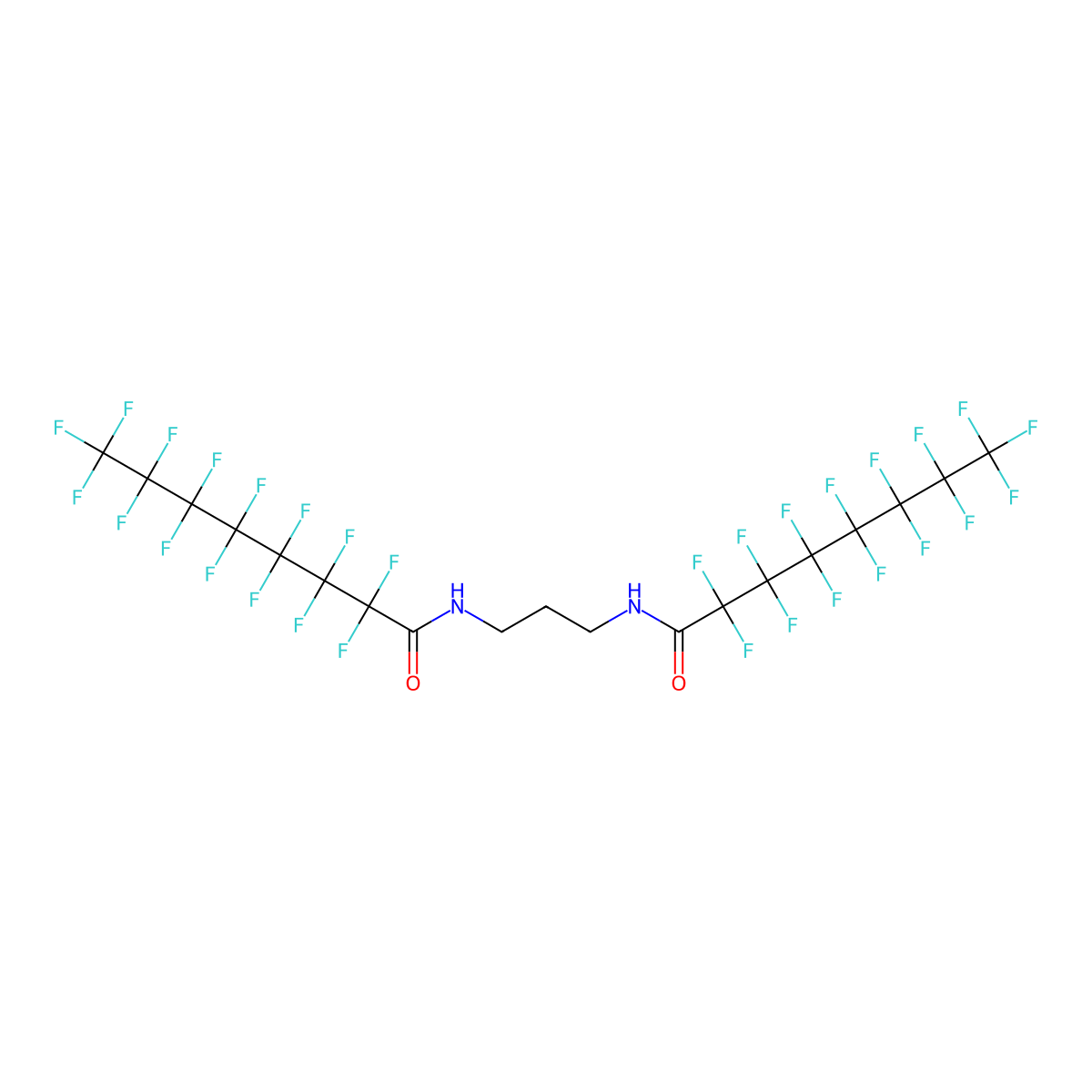 N,N'-(Propane-1,3-diyl)bis(2,2,3,3,4,4,5,5,6,6,7,7,8,8,8-pentadecafluorooctanamide) molecular structure, CAS 29680-98-6