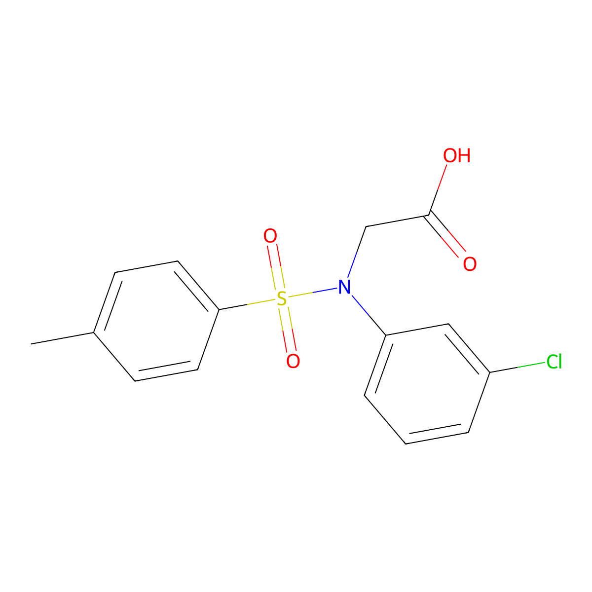 N-(3-chlorophenyl)-N-[(4-methylphenyl)sulfonyl]glycine molecular structure, CAS 296800-00-5