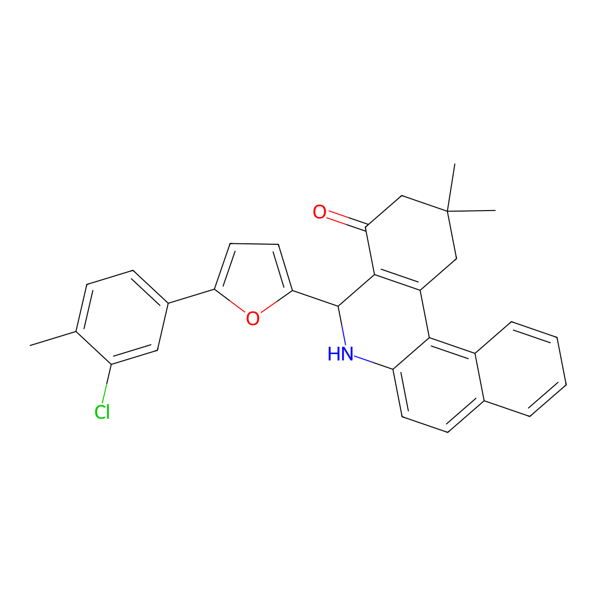 5-[5-(3-Chloro-4-methylphenyl)furan-2-yl]-2,2-dimethyl-1,3,5,6-tetrahydrobenzo[a]phenanthridin-4-one molecular structure, CAS 296800-16-3