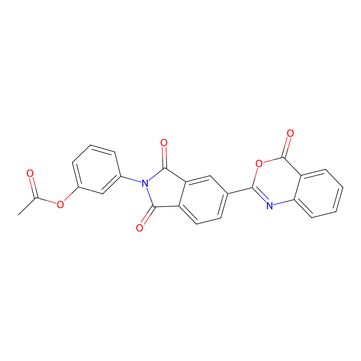 3-[1,3-dioxo-5-(4-oxo-4H-3,1-benzoxazin-2-yl)-1,3-dihydro-2H-isoindol-2-yl]phenyl acetate molecular structure, CAS 296800-24-3