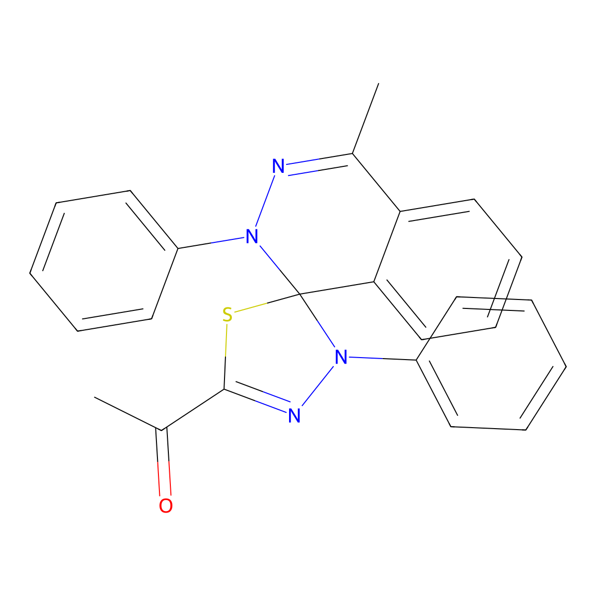 1-(4'-Methyl-2',4-diphenylspiro[1,3,4-thiadiazole-5,1'-phthalazine]-2-yl)ethanone molecular structure, CAS 296800-36-7