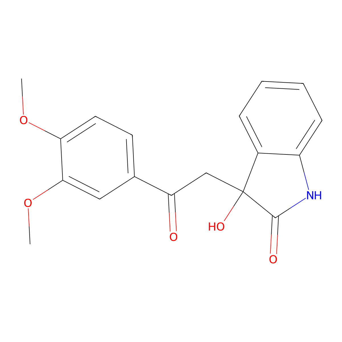 3-[2-(3,4-Dimethoxy-phenyl)-2-oxo-ethyl]-3-hydroxy-1,3-dihydro-indol-2-one molecular structure, CAS 296800-55-0