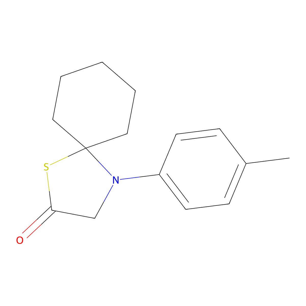 4-(4-Methylphenyl)-1-thia-4-azaspiro[4.5]decan-2-one molecular structure, CAS 296800-86-7