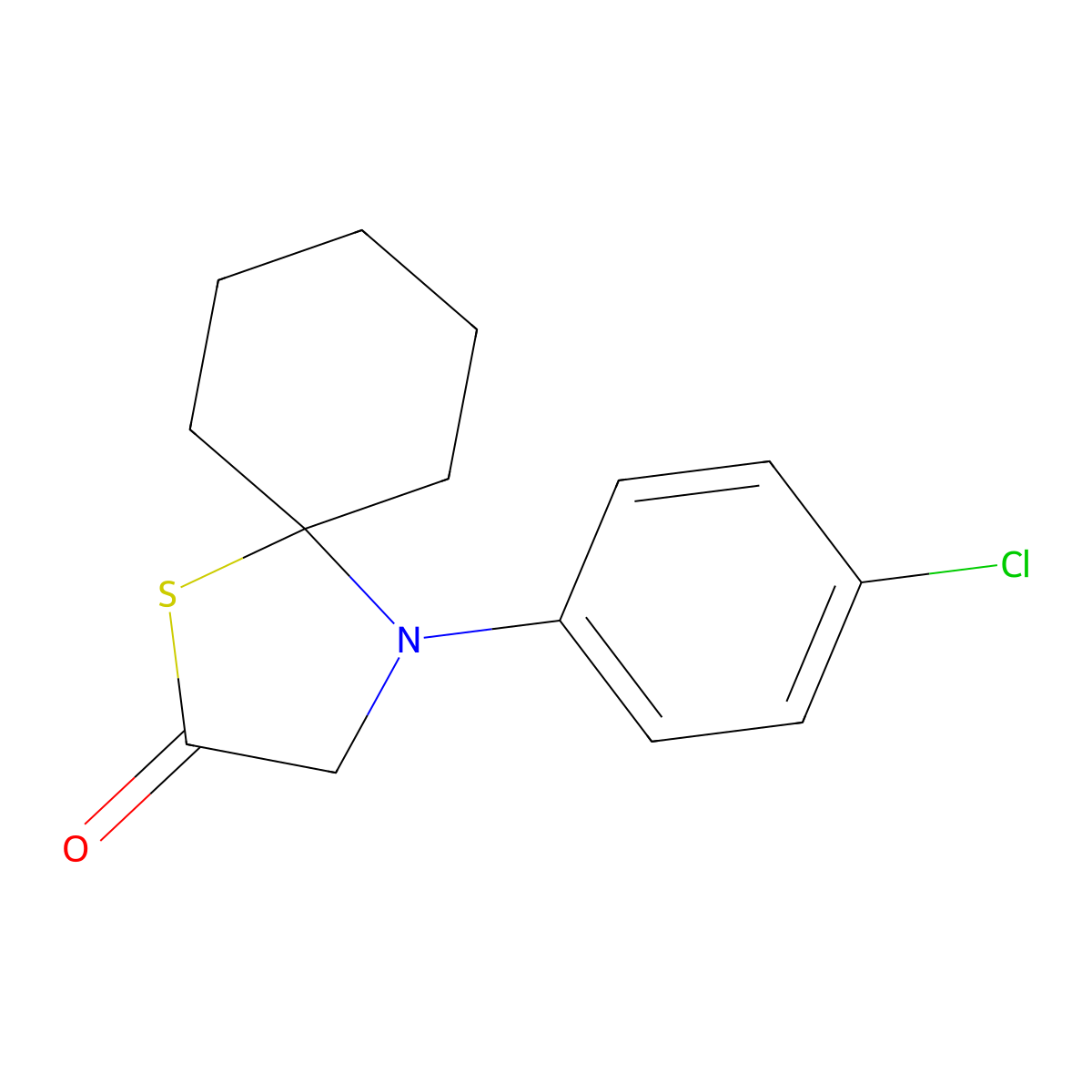 4-(4-Chlorophenyl)-1-thia-4-azaspiro[4.5]decan-2-one molecular structure, CAS 296800-87-8