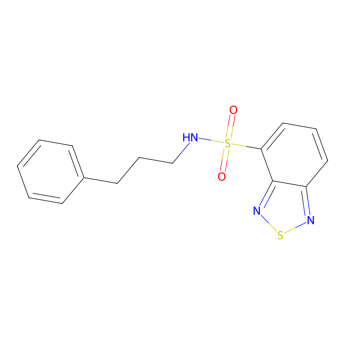 N-(3-phenylpropyl)-2,1,3-benzothiadiazole-4-sulfonamide molecular structure, CAS 296800-95-8
