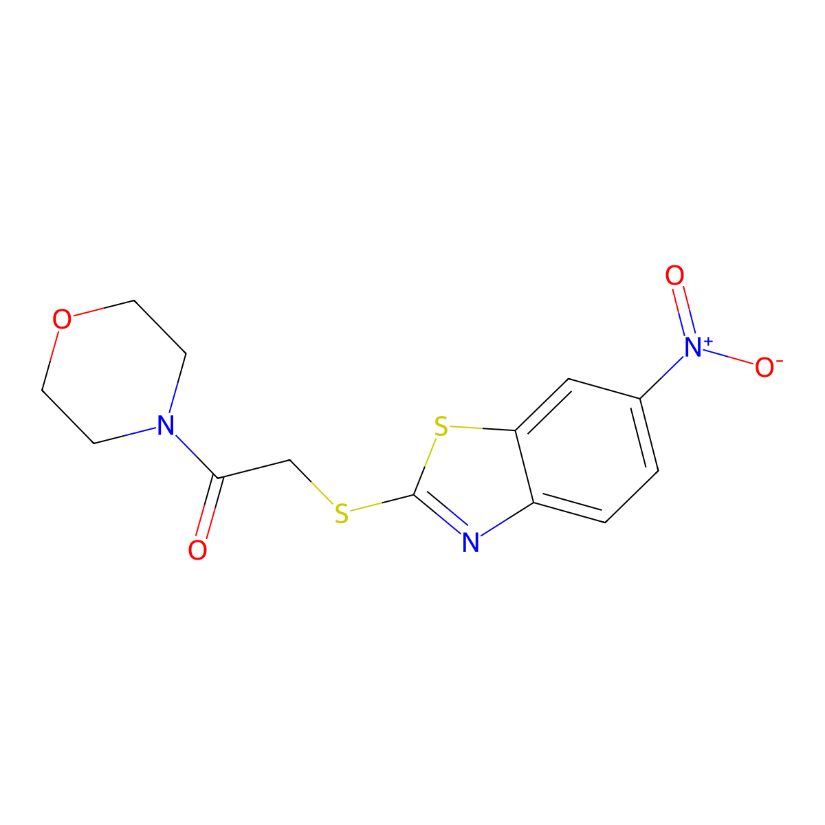 1-Morpholin-4-yl-2-[(6-nitro-1,3-benzothiazol-2-yl)sulfanyl]ethanone molecular structure, CAS 296801-07-5