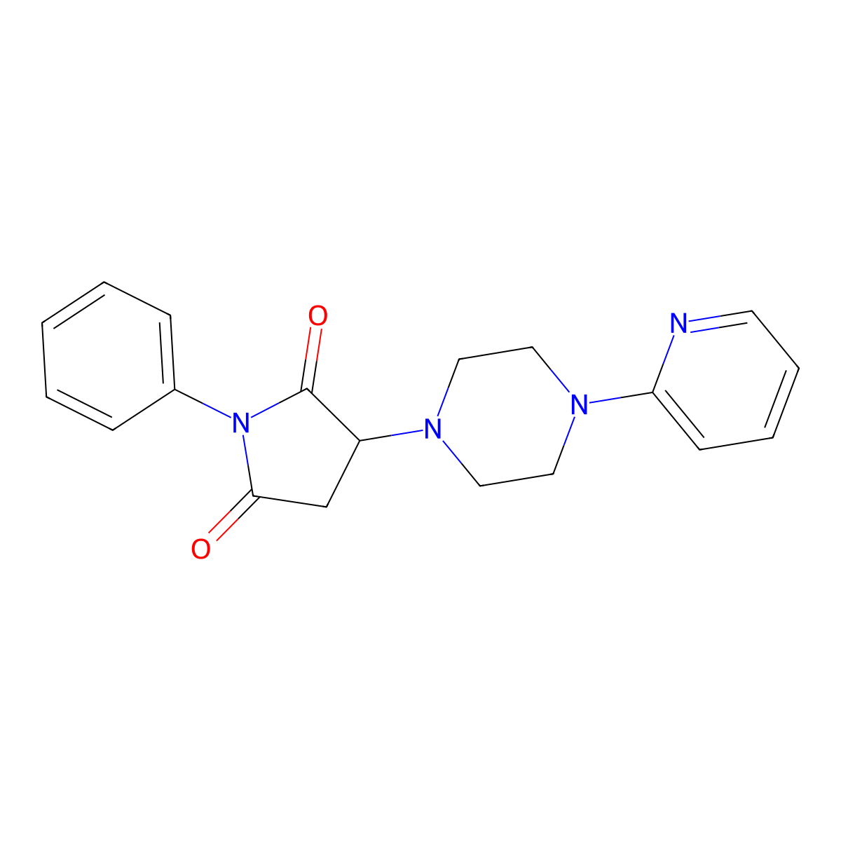 1-Phenyl-3-[4-(pyridin-2-yl)piperazin-1-yl]pyrrolidine-2,5-dione molecular structure, CAS 296801-18-8