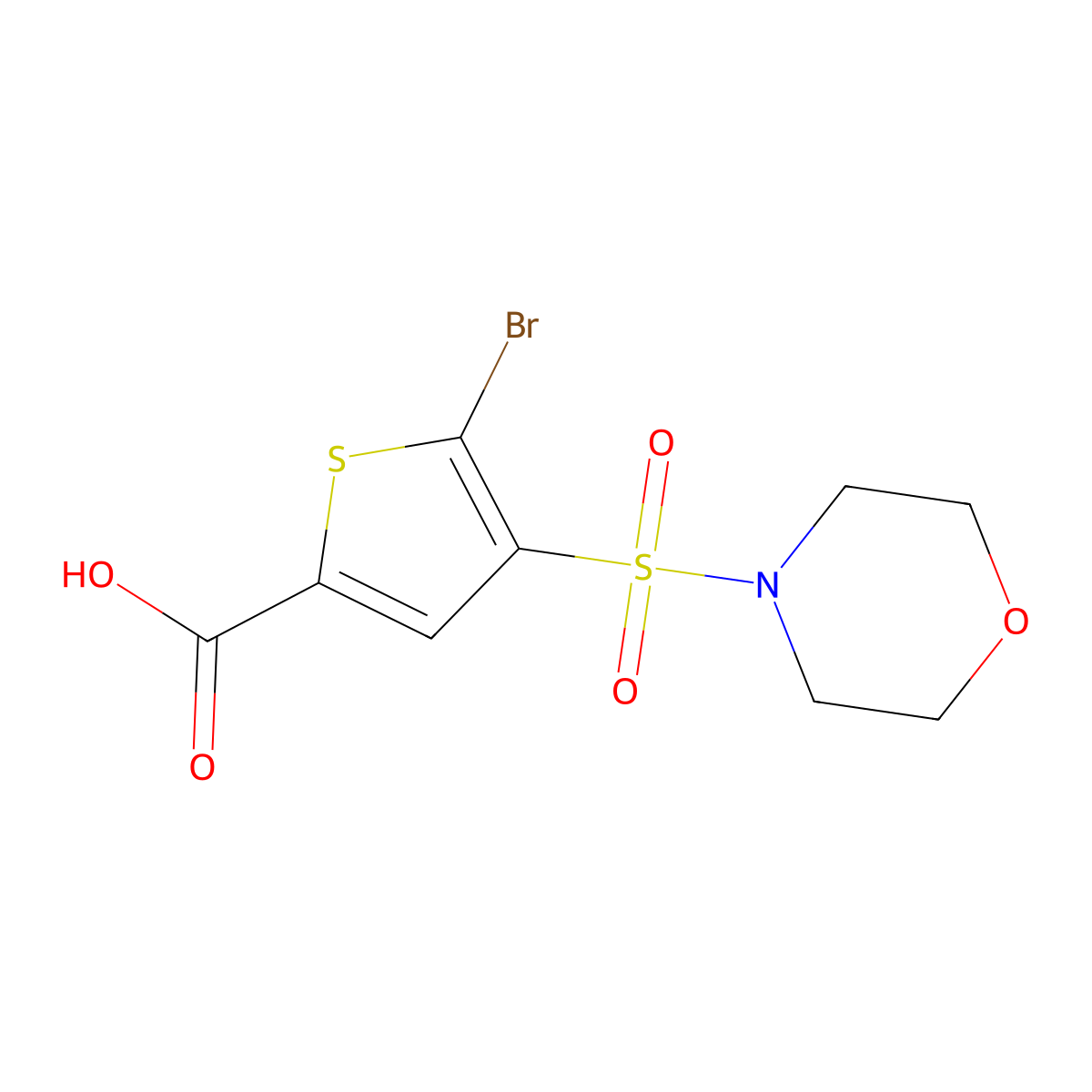5-Bromo-4-(morpholinosulfonyl)thiophene-2-carboxylic acid molecular structure, CAS 296880-65-4