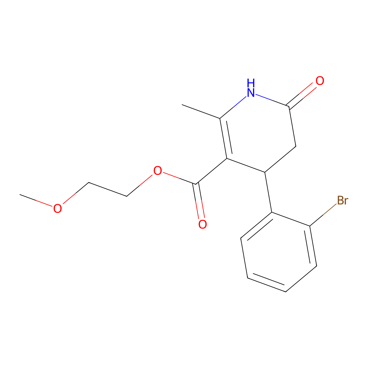 2-Methoxyethyl 4-(2-bromophenyl)-1,4,5,6-tetrahydro-2-methyl-6-oxo-3-pyridinecarboxylate molecular structure, CAS 296880-77-8