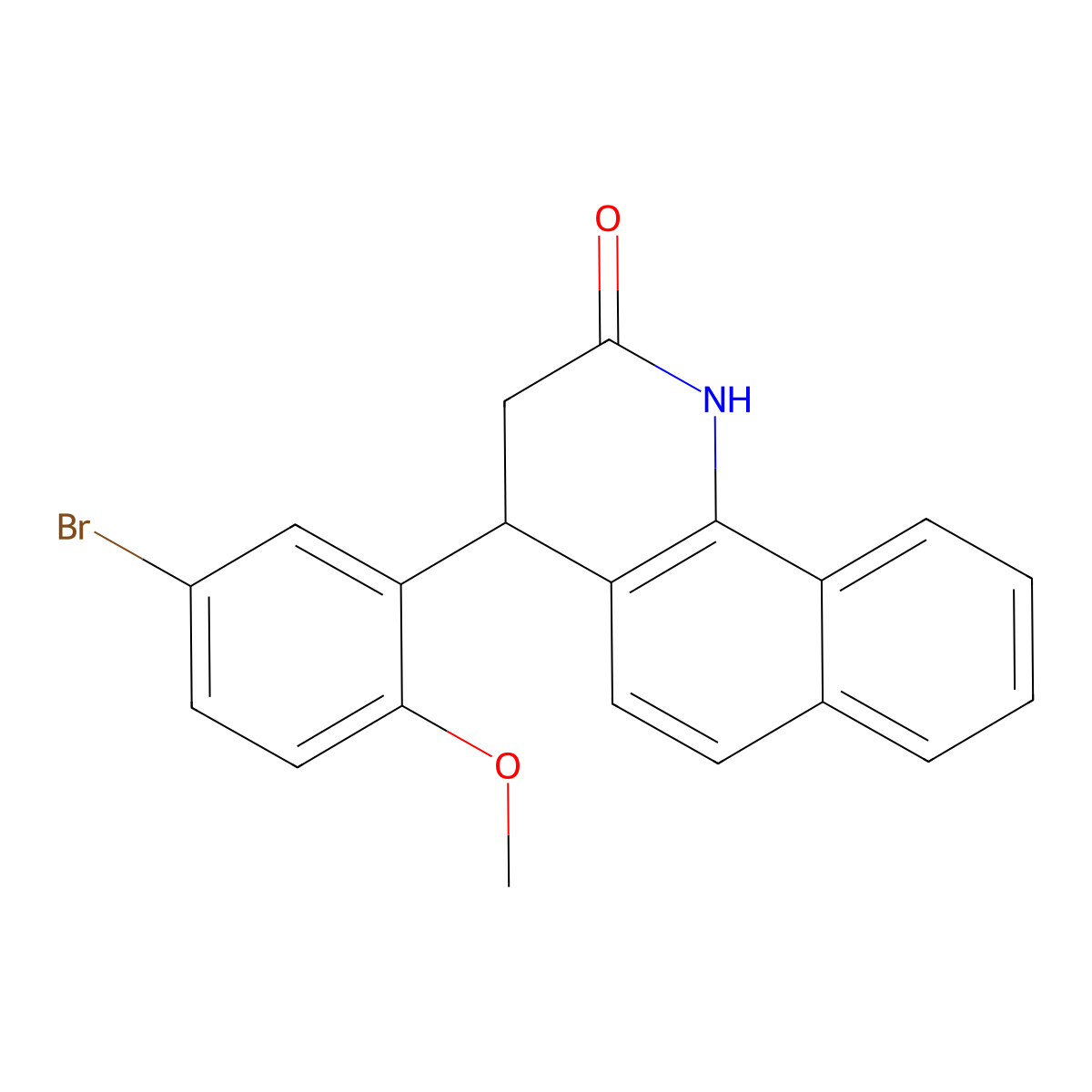 4-(5-bromo-2-methoxyphenyl)-3,4-dihydrobenzo[h]quinolin-2(1H)-one molecular structure, CAS 296880-83-6