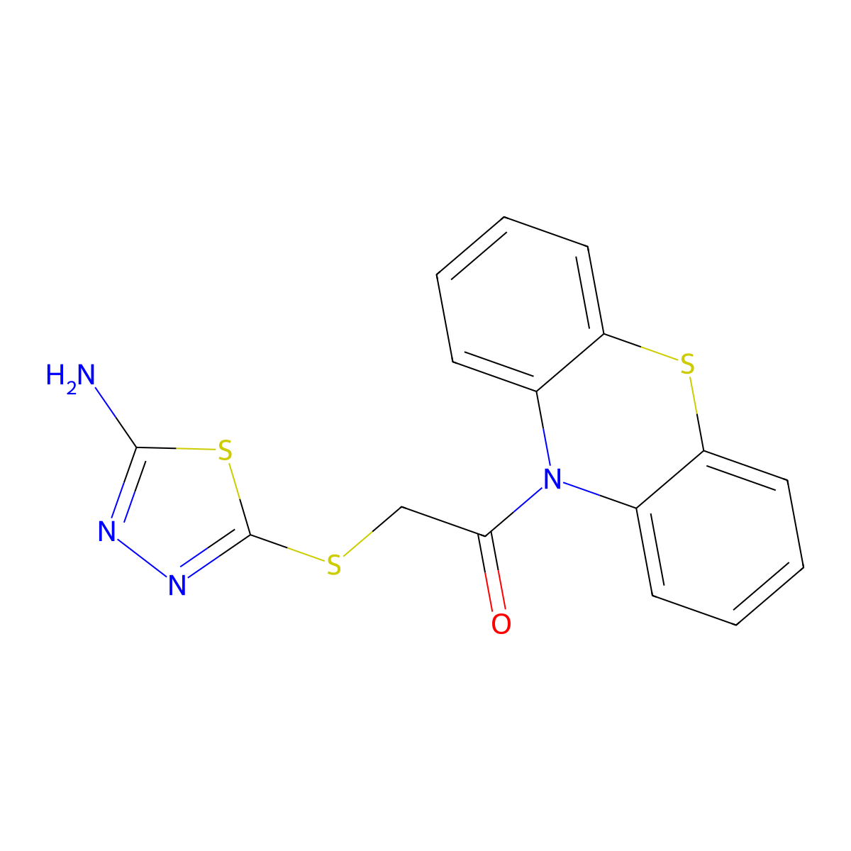 2-[(5-amino-1,3,4-thiadiazol-2-yl)sulfanyl]-1-(10H-phenothiazin-10-yl)ethanone molecular structure, CAS 296881-26-0