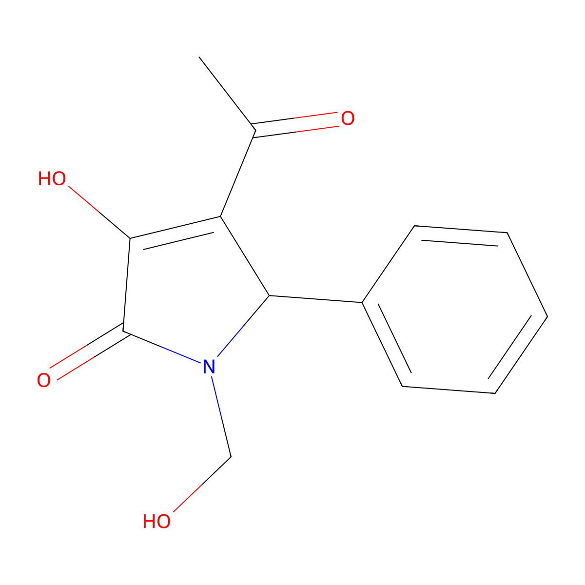 4-acetyl-3-hydroxy-1-(hydroxymethyl)-5-phenyl-1,5-dihydro-2H-pyrrol-2-one molecular structure, CAS 296882-22-9