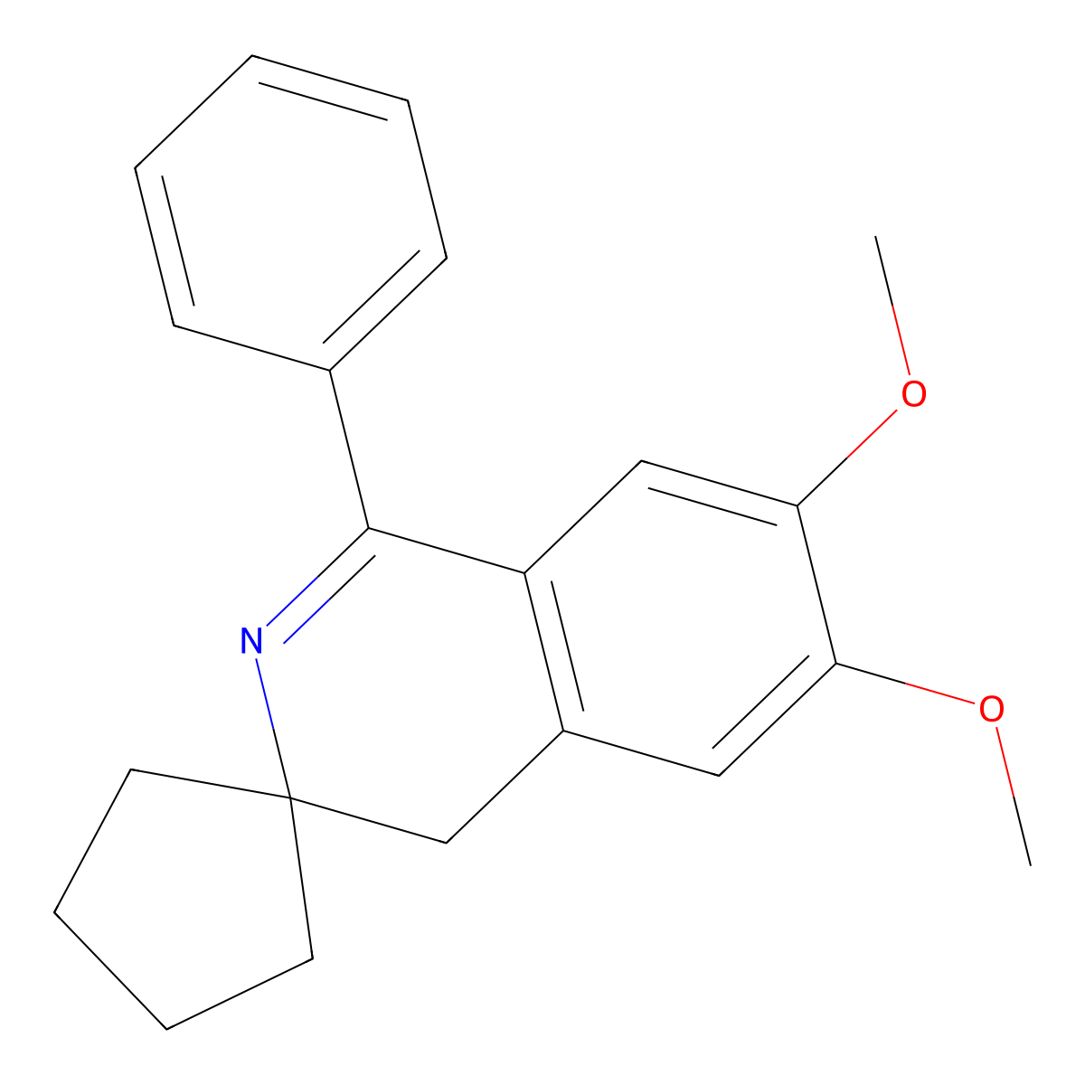 6',7'-dimethoxy-1'-phenyl-4'H-spiro[cyclopentane-1,3'-isoquinoline] molecular structure, CAS 296884-15-6